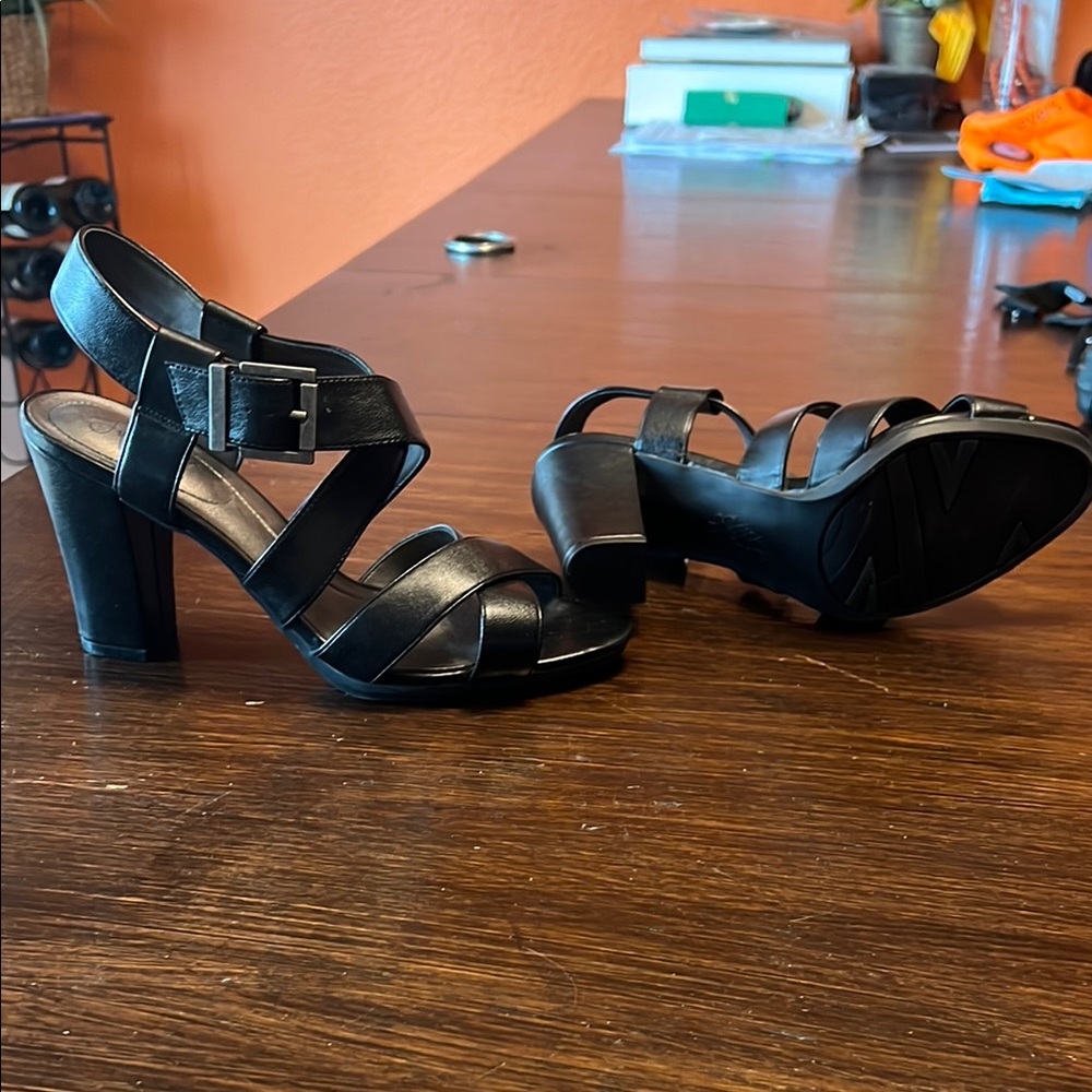 Black Strappy Heeled Sandals